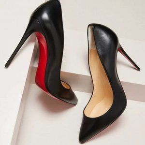 NWT CHRISTIAN LOUBOUTIN PIGALLE FOLLIES 100 NAPPA SHINY BLACK SIZE 37.5